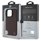 Mercedes MB Wood Imitation Leather MagSafe Case til iPhone 16 Pro Max - Rød