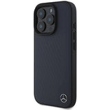 Mercedes MB Wood Imitation Leather MagSafe Case til iPhone 16 Pro Max - Navy Blue