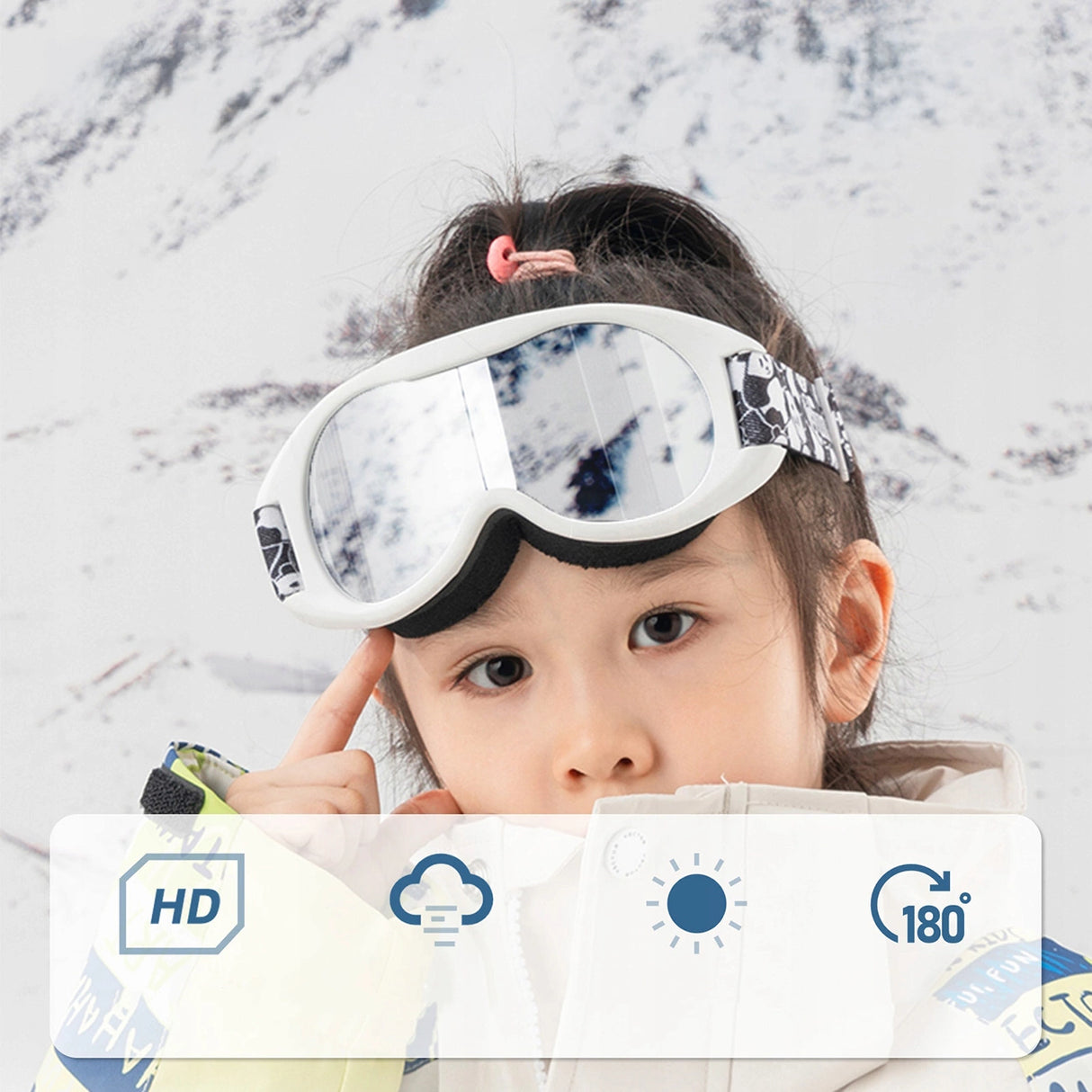 Qunature Panda Skibriller til børn - sort/hvid