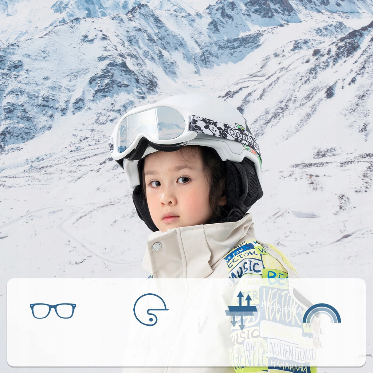 Qunature Panda Skibriller til børn - sort/hvid