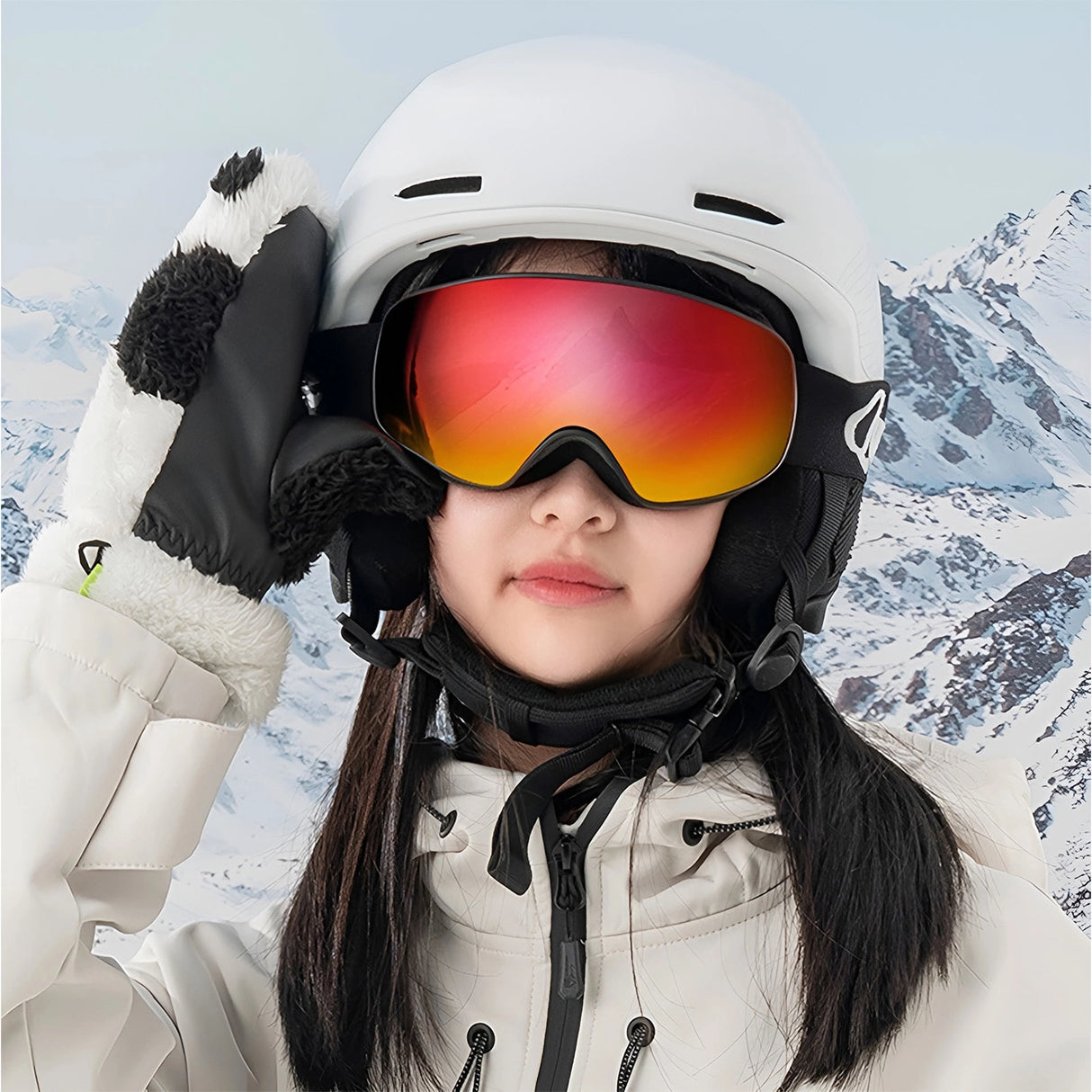 Qunature Black Ski Goggles Kids (størrelse M/L) - sort