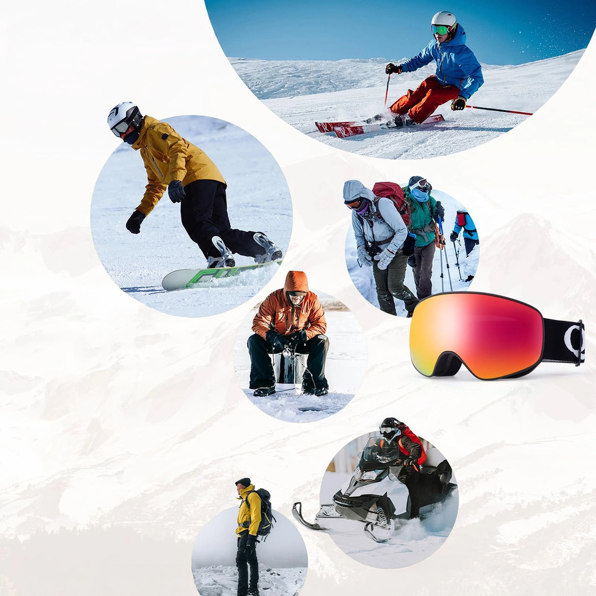 Qunature Black Ski Goggles Kids (størrelse M/L) - sort