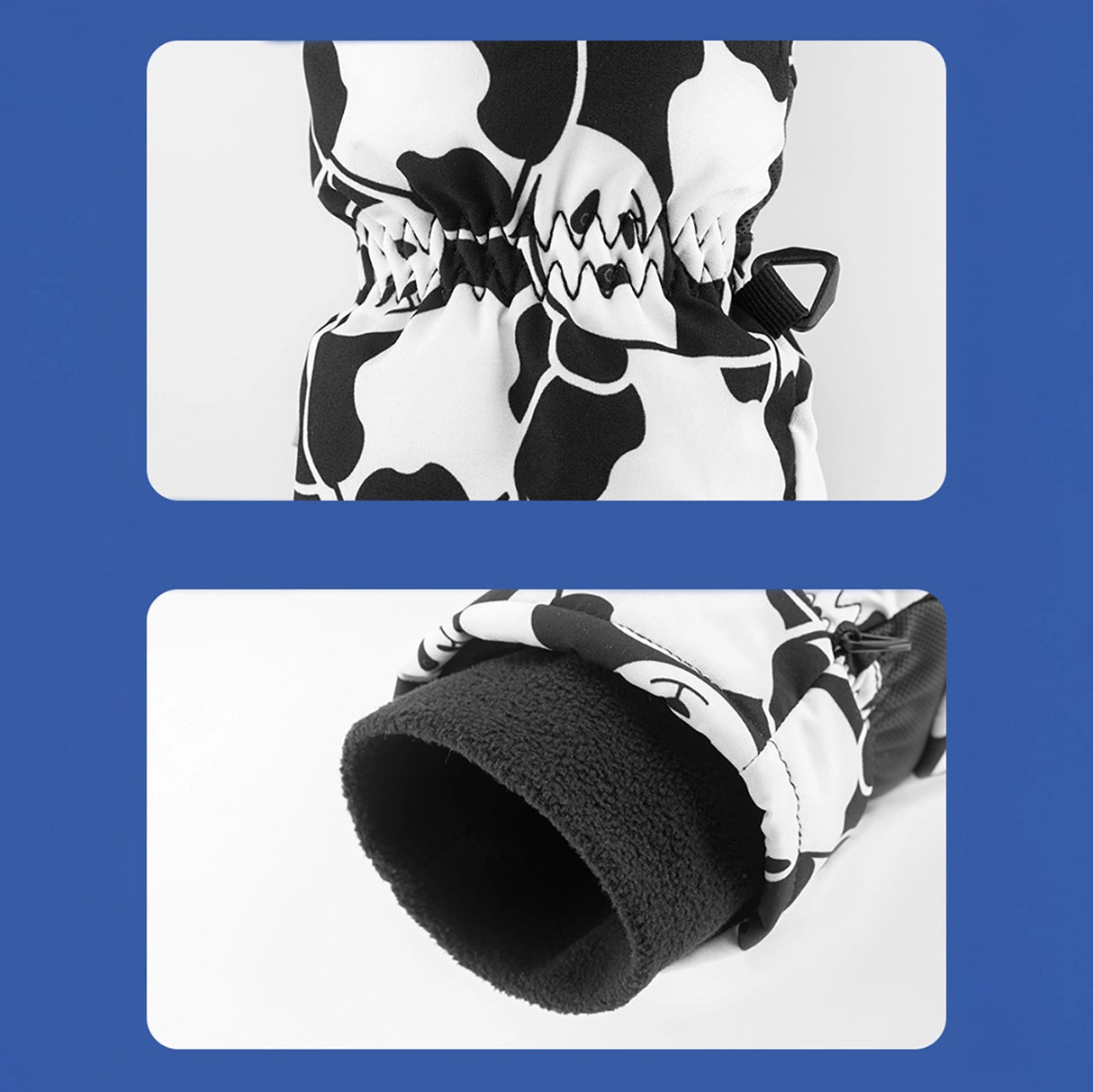 Qunature Panda Varmeoverførsel Ski Handsker Børn størrelse S - sort/hvid