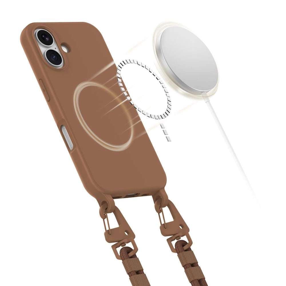 Tech-Protect MagNecklace MagSafe-kasse med lanyard til iPhone 16 - brun