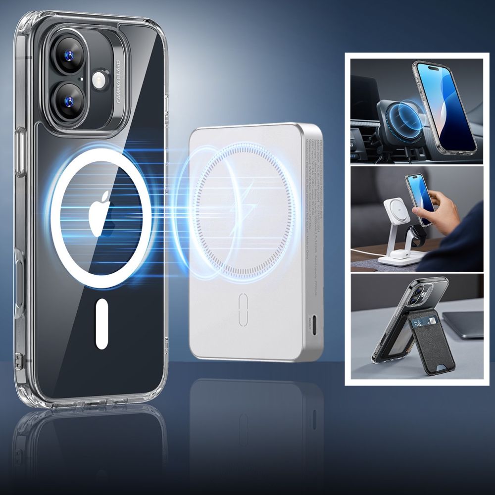 ESR Classic Hybrid Halolock MagSafe Case + tempereret glas til iPhone 16 - Klar
