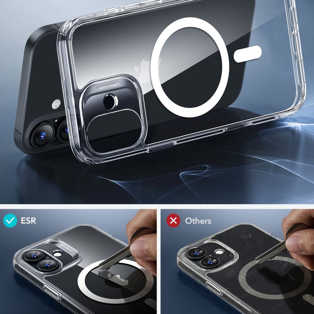 ESR Classic Hybrid Halolock MagSafe Case + tempereret glas til iPhone 16 - Klar