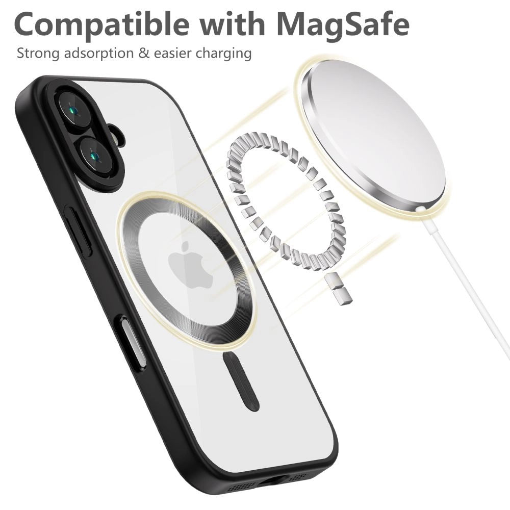 Tech-Protect MagFlex MagSafe iPhone 16 Case - Klar med sort ramme