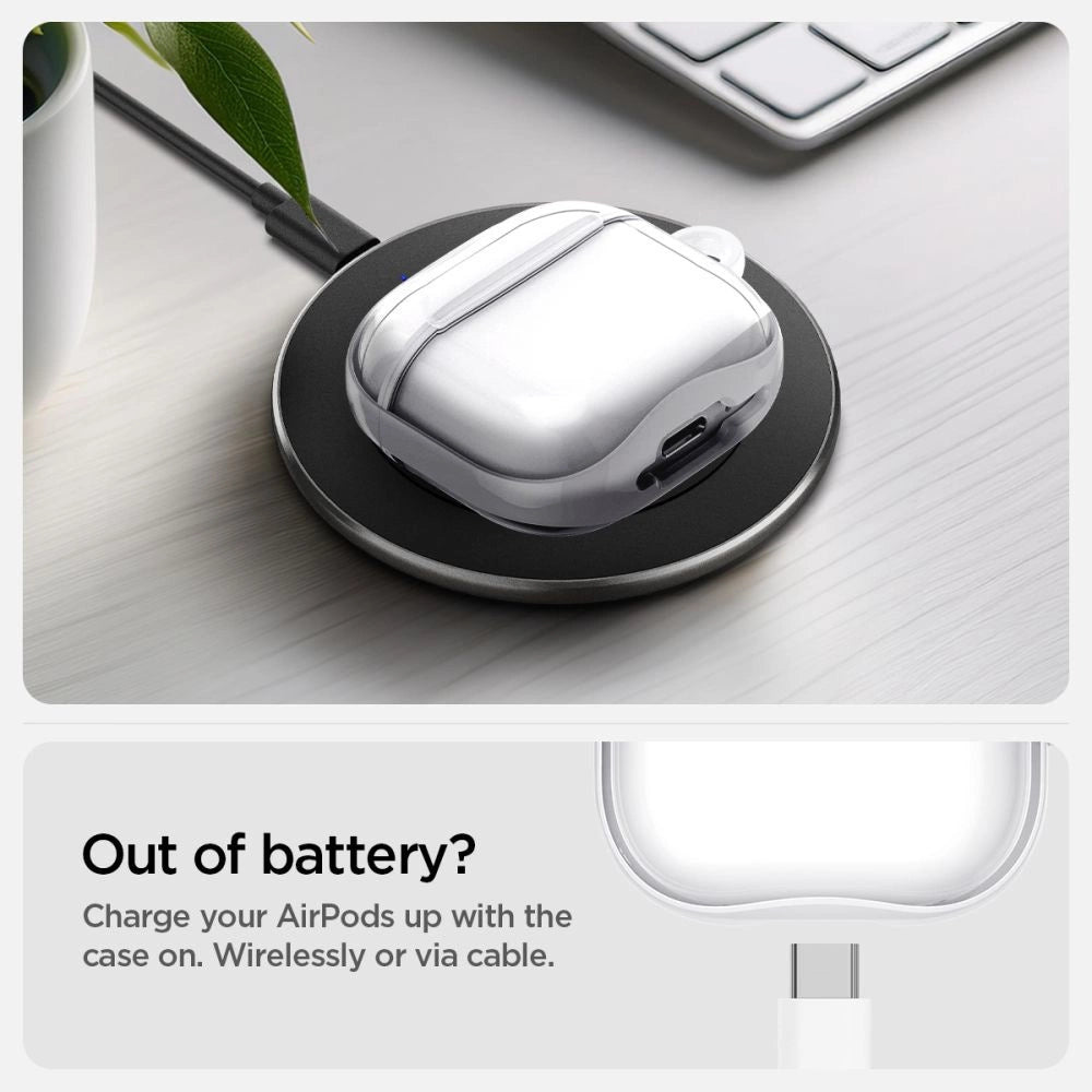 Spigen Ultra Hybrid Case til AirPods 4 - Hvid