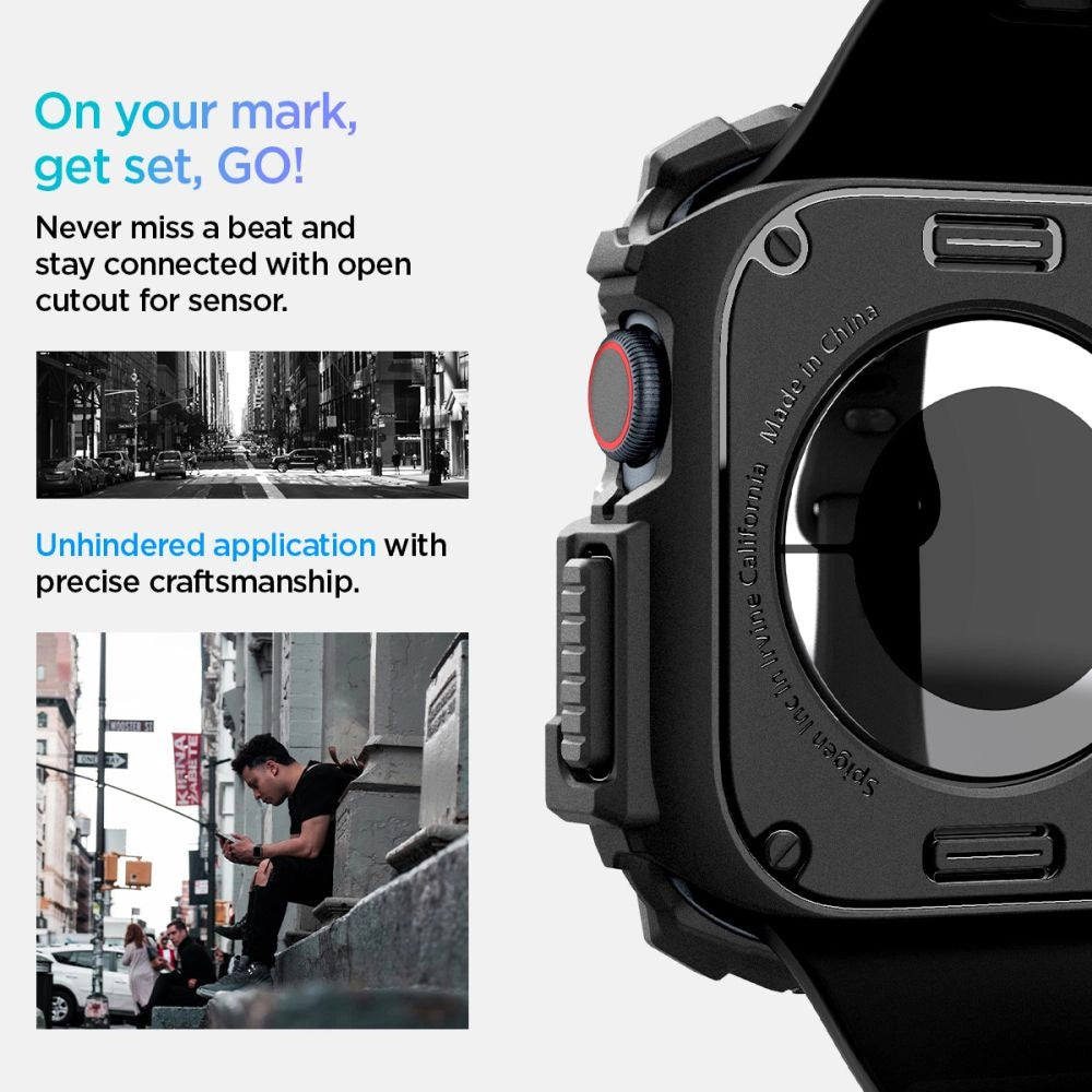 Spigen Rugged Armor Case til Apple Watch 10 (42 mm) - sort