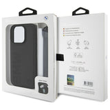 BMW Signature læder Wordmark ledningsfoder til iPhone 16 Pro - sort