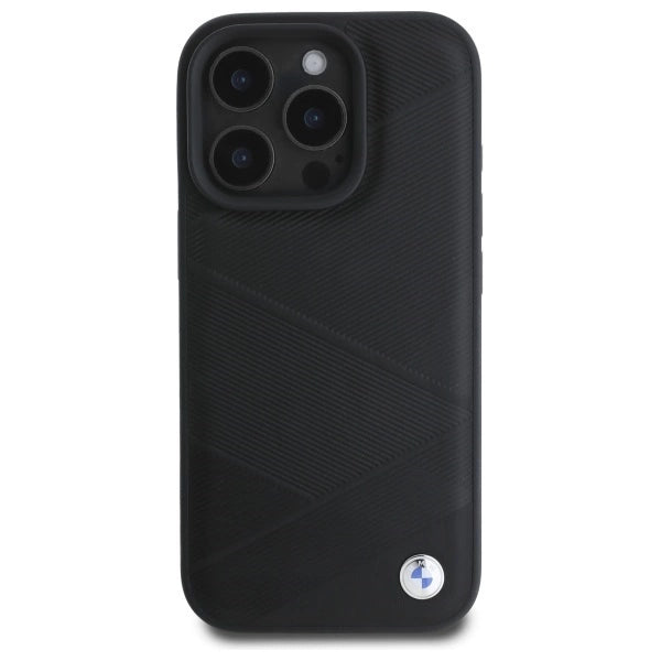 BMW Sign Læder Crossing Lines mønster iPhone 16 Pro Max Case - sort