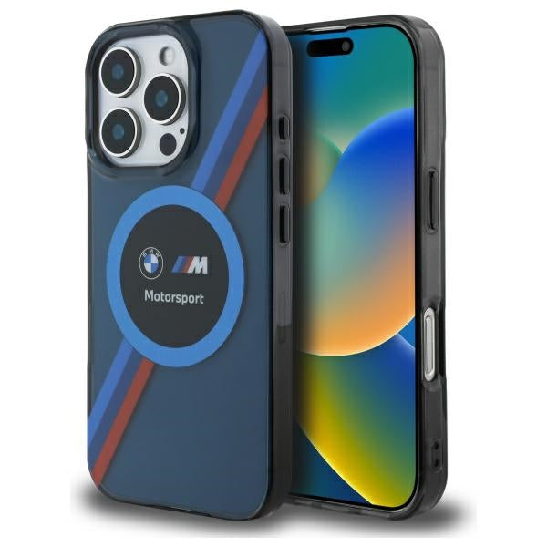BMW Motosport IML Circle MagSafe-hylster til iPhone 16 Pro - marineblå