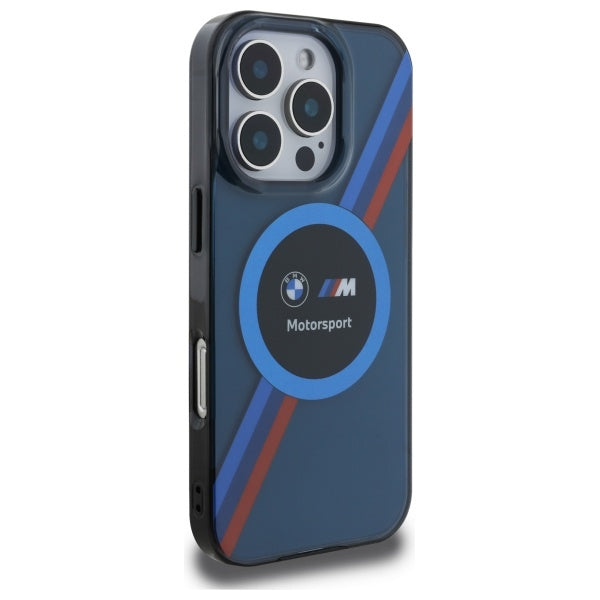 BMW Motosport IML Circle MagSafe-hylster til iPhone 16 Pro - marineblå