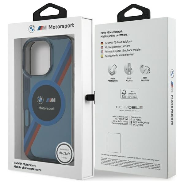 BMW Motosport IML Circle MagSafe-hylster til iPhone 16 Pro - marineblå