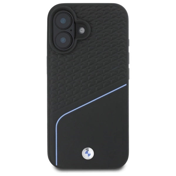 BMW Sign læder tekstureret og linje MagSafe iPhone 16 Case - sort