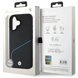 BMW Sign læder tekstureret og linje MagSafe iPhone 16 Case - sort