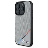 BMW M Perforeret Tricolor Line MagSafe Case til iPhone 16 Pro Max - Grå