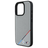 BMW M Perforeret Tricolor Line MagSafe Case til iPhone 16 Pro Max - Grå