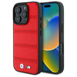 BMW M perforeret og syet linje MagSafe-fodral til iPhone 16 Pro Max - rød