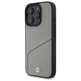 BMW Sign læder tekstureret og linje MagSafe Case til iPhone 16 Pro Max - Grå