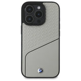 BMW Sign læder tekstureret og linje MagSafe Case til iPhone 16 Pro Max - Grå