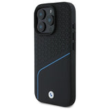 BMW Sign læder tekstureret og linje MagSafe Case til iPhone 16 Pro Max - sort