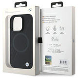 BMW Sign læder halvt tekstureret og Circle MagSafe-foder for iPhone 16 Pro Max - sort
