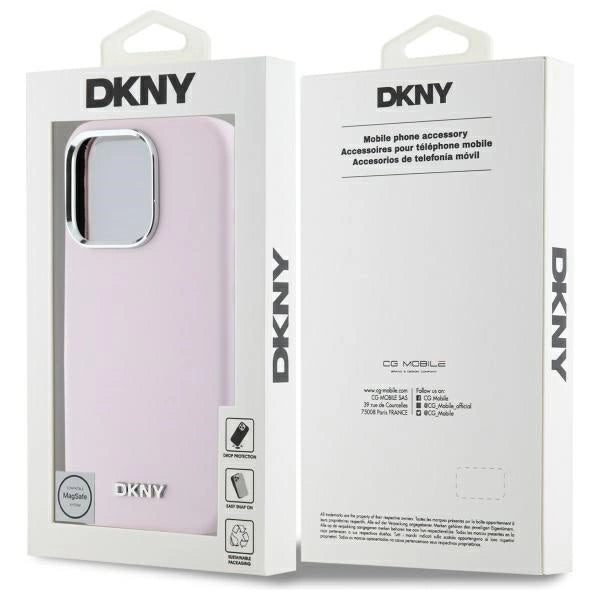 DKNY Liquid Silicone Small Metal Logo MagSafe iPhone 16 Pro Max Case - Pink
