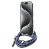 Guess Crossbody Cord 4G Print Case med Lanyard til iPhone 16 Pro - Blå
