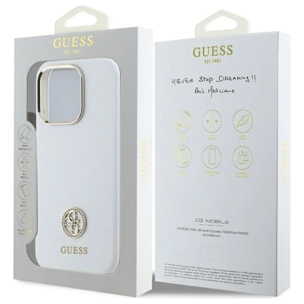 Guess Silicone Logo Strass 4G Case til iPhone 16 Pro - Hvid