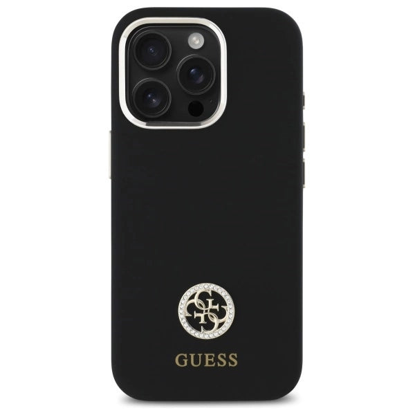 Guess Silicone Logo Strass 4G Case til iPhone 16 Pro - sort