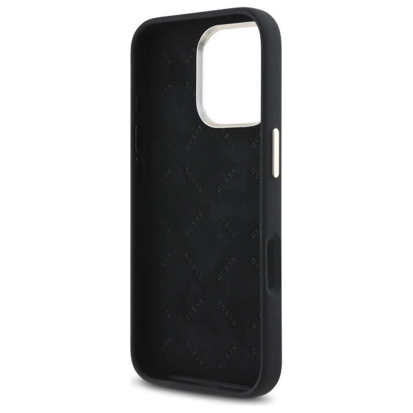 Guess Silicone Logo Strass 4G Case til iPhone 16 Pro - sort