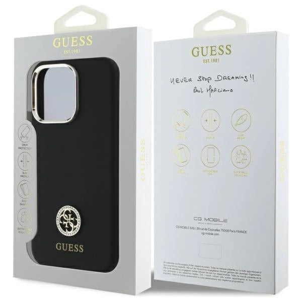 Guess Silicone Logo Strass 4G Case til iPhone 16 Pro - sort