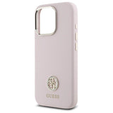 Guess Silicone Logo Strass 4G-hylster til iPhone 16 Pro - lyserød