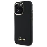 Guess Silicone Script Metal Logo & Frame Case til iPhone 16 Pro - sort