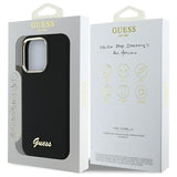 Guess Silicone Script Metal Logo & Frame Case til iPhone 16 Pro - sort