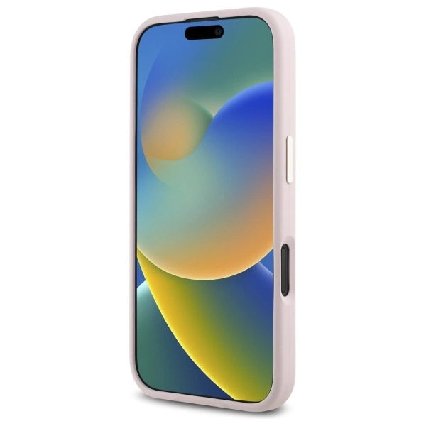 Guess Silicone Logo Strass 4G-fodral til iPhone 16 - lyserød
