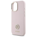 Guess Silicone Logo Strass 4G-fodral til iPhone 16 - lyserød