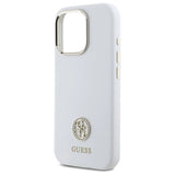 Guess Silicone Logo Strass 4G Case til iPhone 16 Pro Max - Hvid