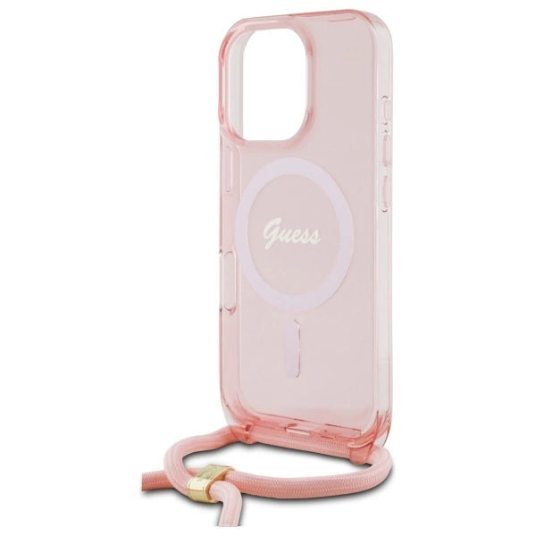 Guess Crossbody Cord Script MagSafe Case til iPhone 16 Pro - Pink