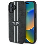 Guess 4G Printed Stripes MagSafe case til iPhone 16 - sort