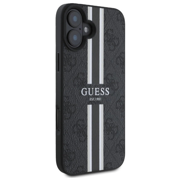 Guess 4G Printed Stripes MagSafe case til iPhone 16 - sort