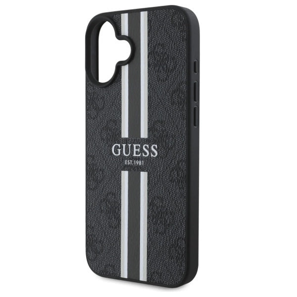 Guess 4G Printed Stripes MagSafe case til iPhone 16 - sort