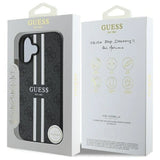 Guess 4G Printed Stripes MagSafe case til iPhone 16 - sort
