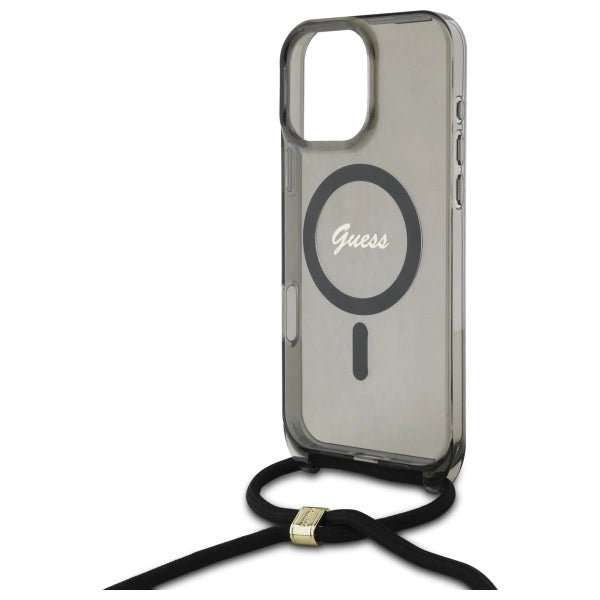 Guess Crossbody Cord Script MagSafe Case til iPhone 16 Pro Max - sort