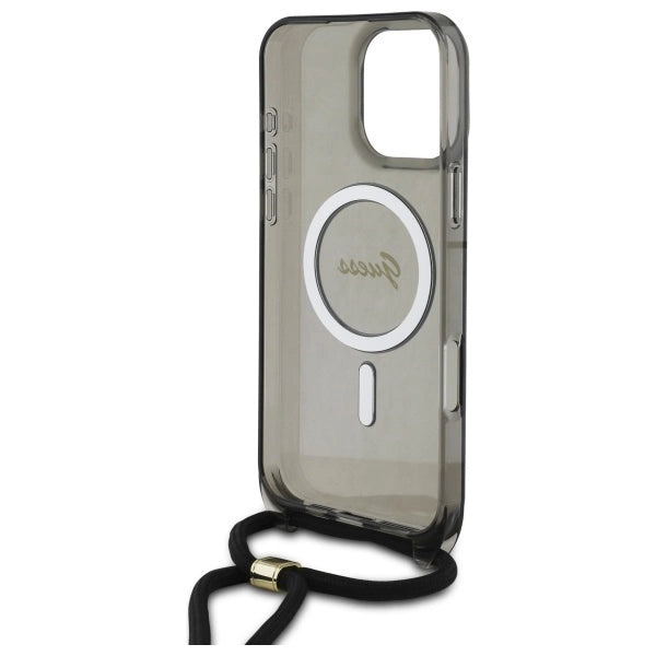 Guess Crossbody Cord Script MagSafe Case til iPhone 16 Pro Max - sort