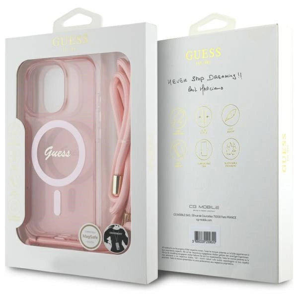 Guess Crossbody Cord Script MagSafe Case til iPhone 16 Pro Max - Pink
