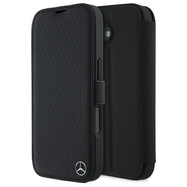 Mercedes læder træ efterligning iPhone 16 Case - sort
