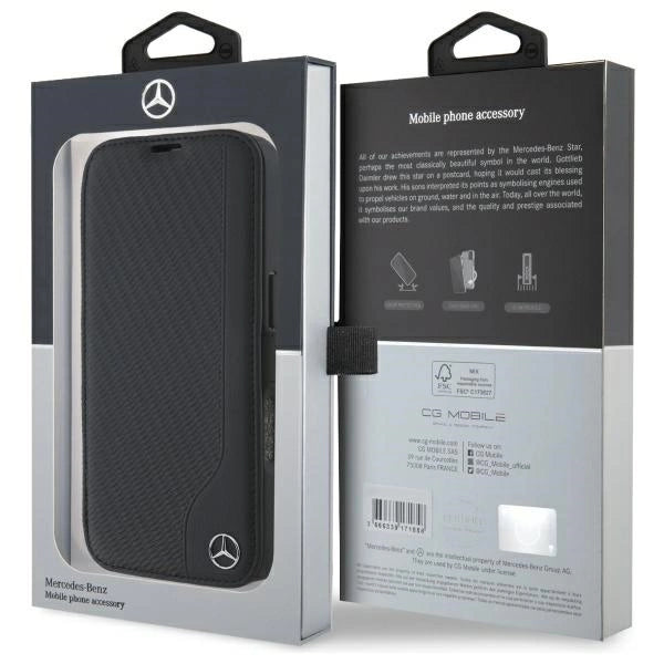 Mercedes læder træ efterligning iPhone 16 Case - sort