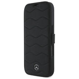 Mercedes MB Waves læderfoder til iPhone 16 Pro Max - sort